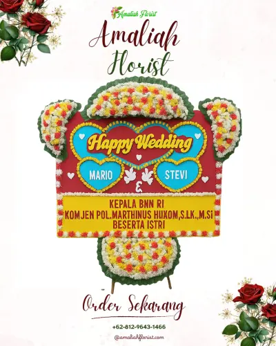 Karangan Papan Bunga Pernikahan di Amantelu